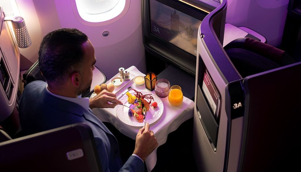 Qatar Business Class Dining